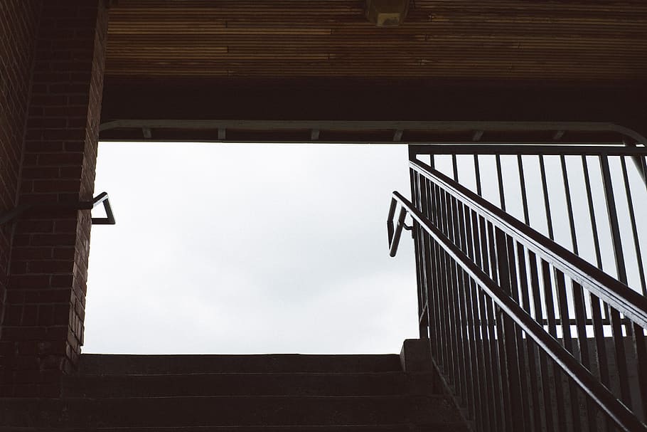 Urban staircase, abstract, architecture, background, black, city HD wallpaper