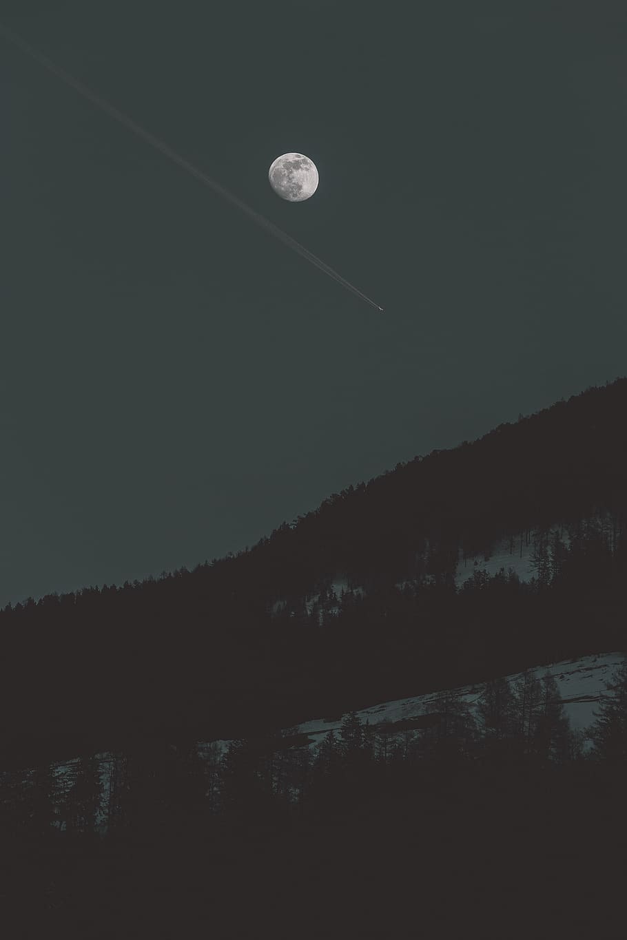 Moon, astronomy, evening, landscape, mountain, nature, night HD wallpaper