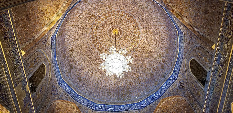 uzbekistan, samarkand, gur-e amir сomplex, samarkhand, ceiling