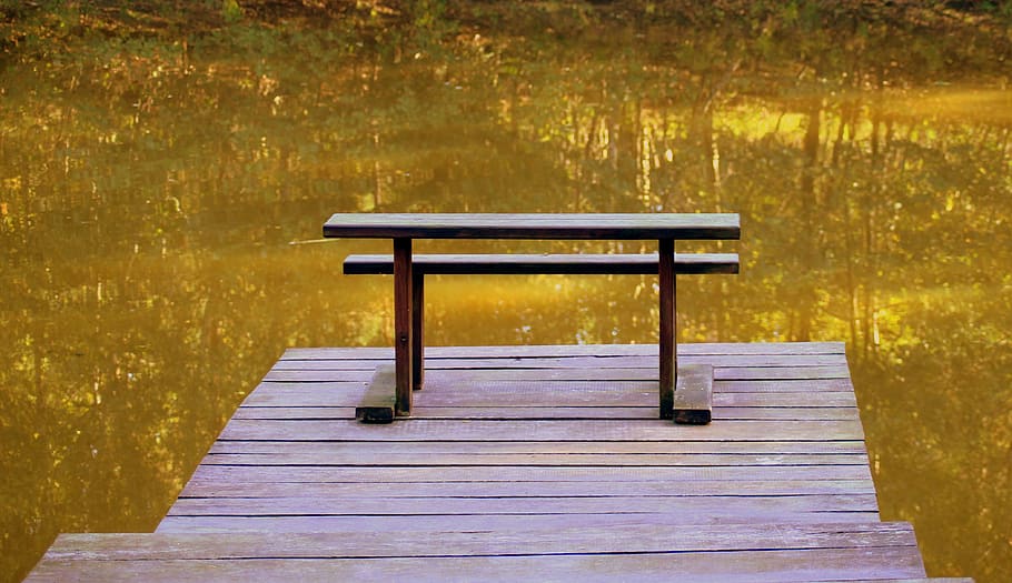 bench, bridge, the silence, climate, nature, reflection, scenically HD wallpaper