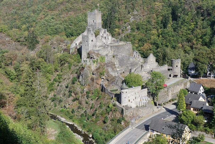 castle, eifel, manderscheid, low castle, middle ages, stones HD wallpaper