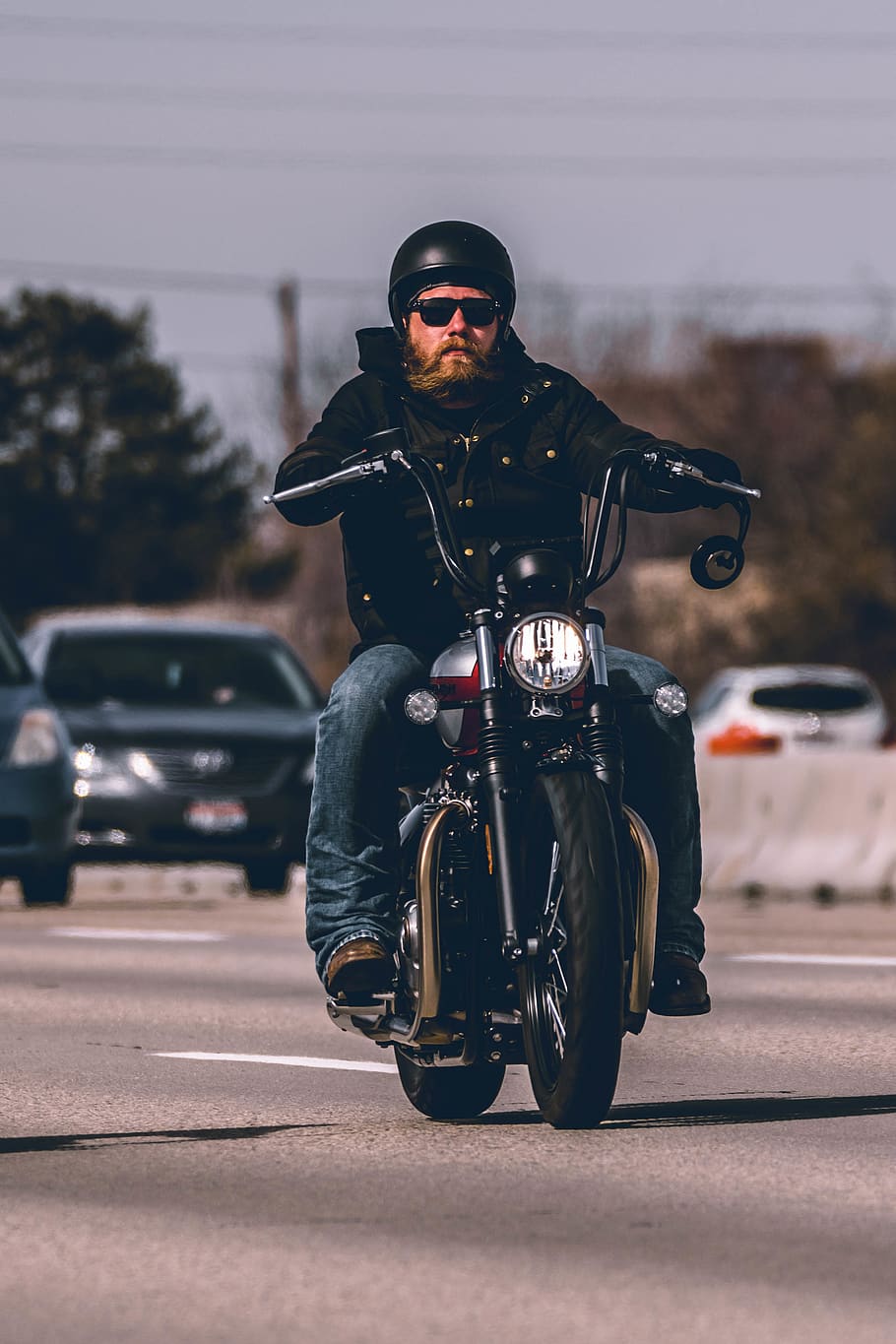 Man Riding Motorcycle on Highway, asphalt, bike rider, biker