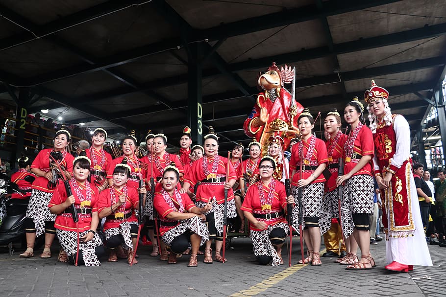 Group of Person Wearing Cultural Dress Taken a Photo, bow, costumes HD wallpaper