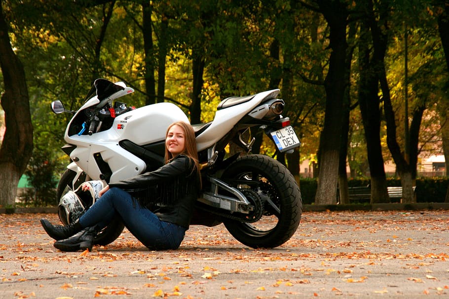 girl sitting on bike