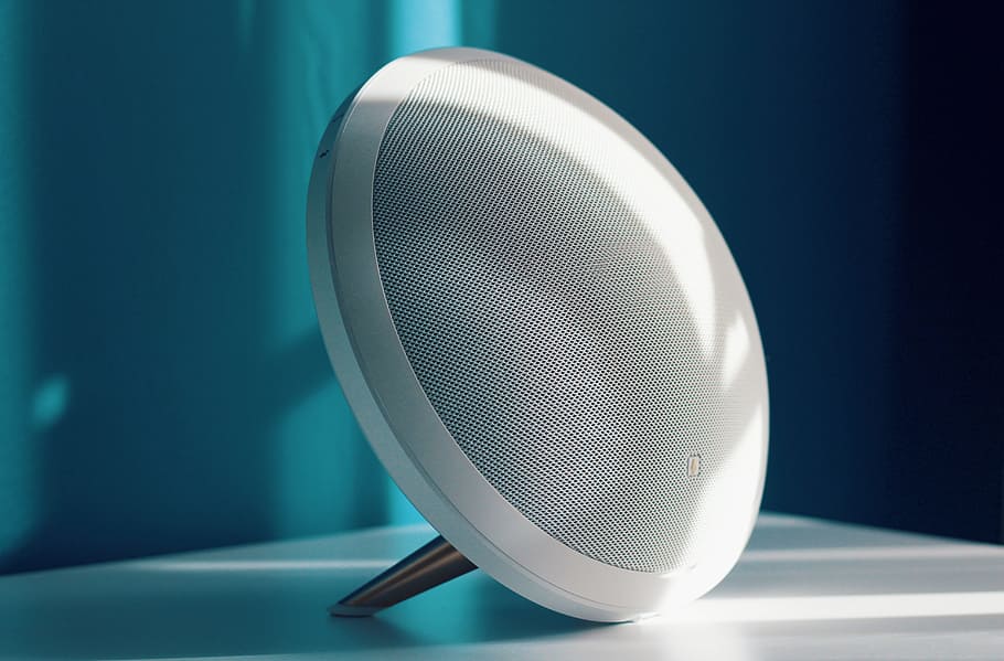 minimal, white, speaker, sound, listen, music, clear, round HD wallpaper
