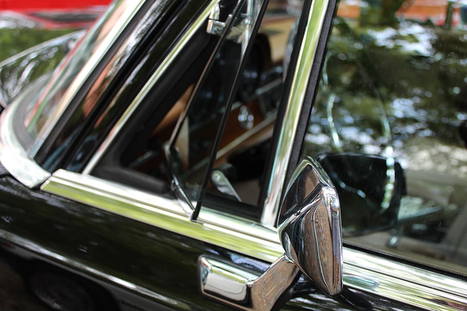 windows, chrome, mirror, car, automotive, vintage, reflection HD wallpaper
