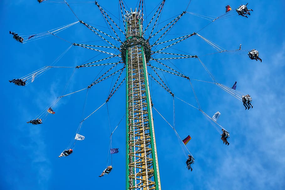 folk festival, chain carousel, year market, fair, fairground, HD wallpaper