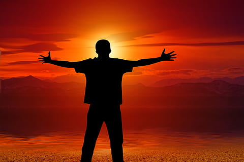 hug, joy, welcome, man, sunset, embrace, sea, beach, ocean HD wallpaper