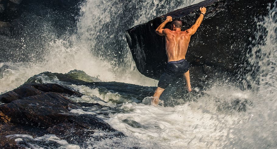 Man Surfing, action, athlete, fun, leisure, motion, ocean, person HD wallpaper