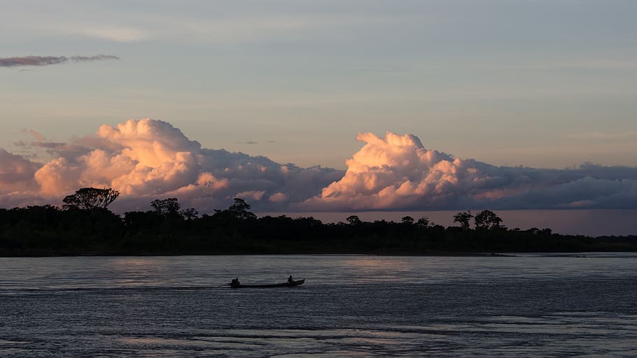 bolivia, rurrenabaque, sunset, clouds, boat, river, water, nautical vessel HD wallpaper