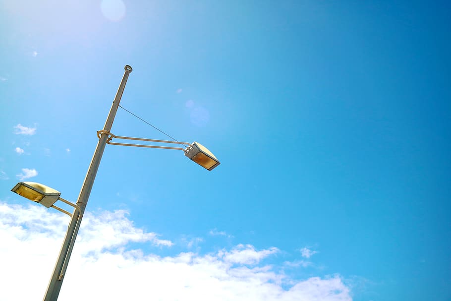 australia, bondi junction, blue, background, lamp, post, simple HD wallpaper