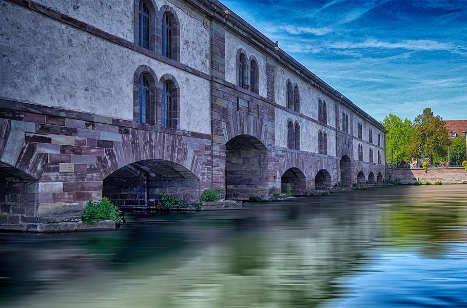 hdr, bridges, old, water, picturesque, alsace, stone, scenic HD wallpaper