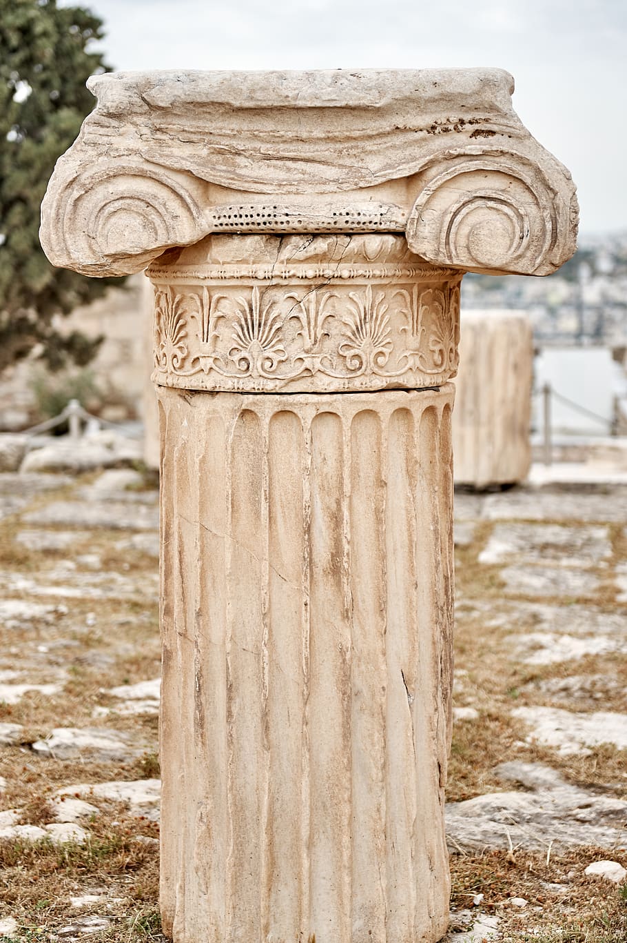 Beige Concrete Pillar, acropolis, ancient, antique, archaeology, HD wallpaper