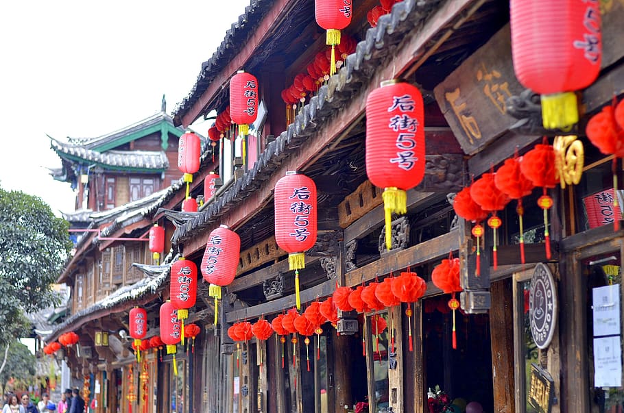 china, tourism, chinese, lamps, red, lijiang, yunan, travel