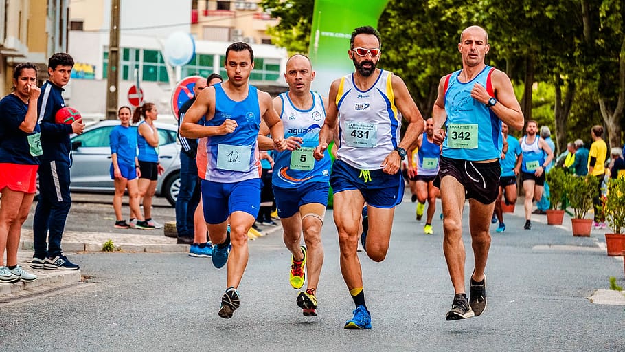 Four Men Running on, action energy, active, athlete, athletes HD wallpaper