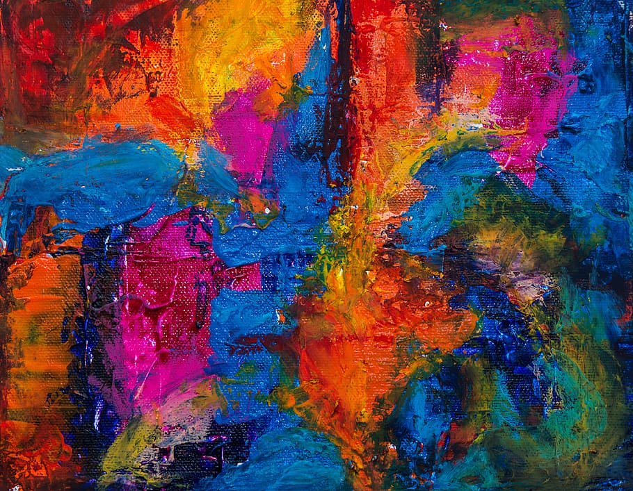 abstract painting, acrylic paint, canvas, texture, colorful, blue
