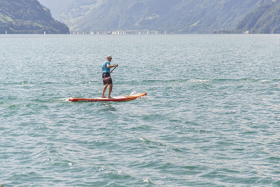 stand up paddle, water sports, paddle boarding, surfboard, one person
