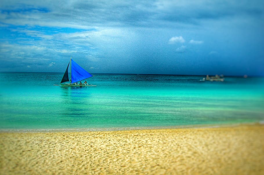 philippines, malay, boracay, beach, sail, sea, ship, water HD wallpaper