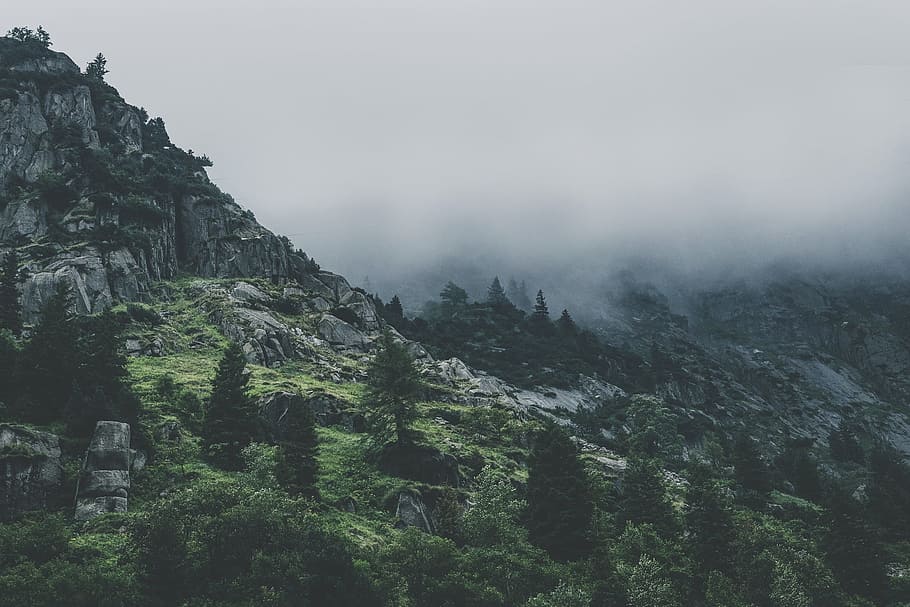 range, mountain, mountainous, nature, landscape, fog, foggy HD wallpaper