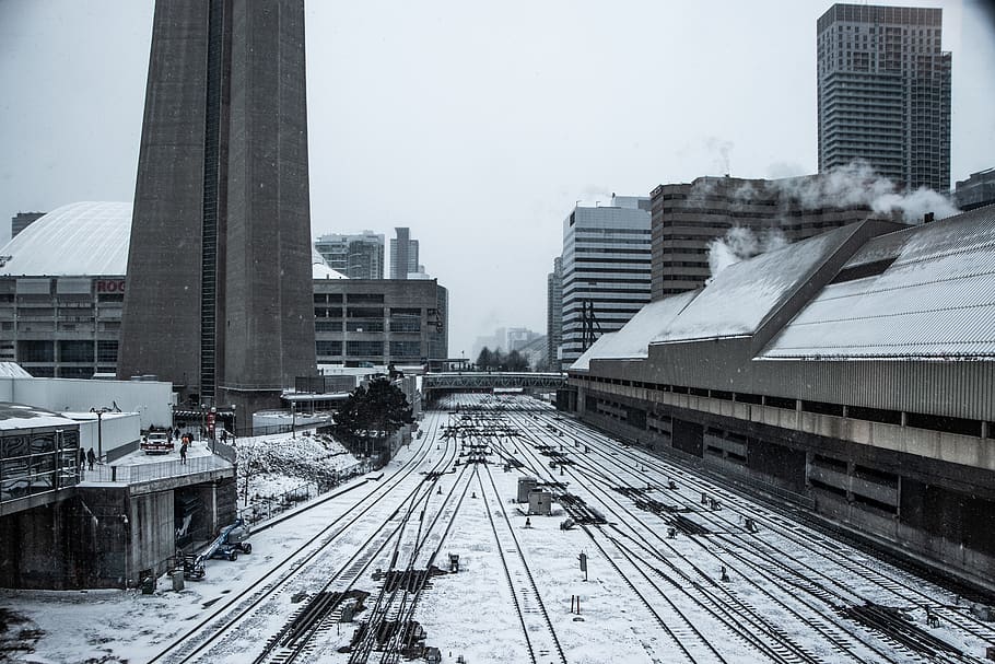 black train rails, transportation, railway, train track, human HD wallpaper