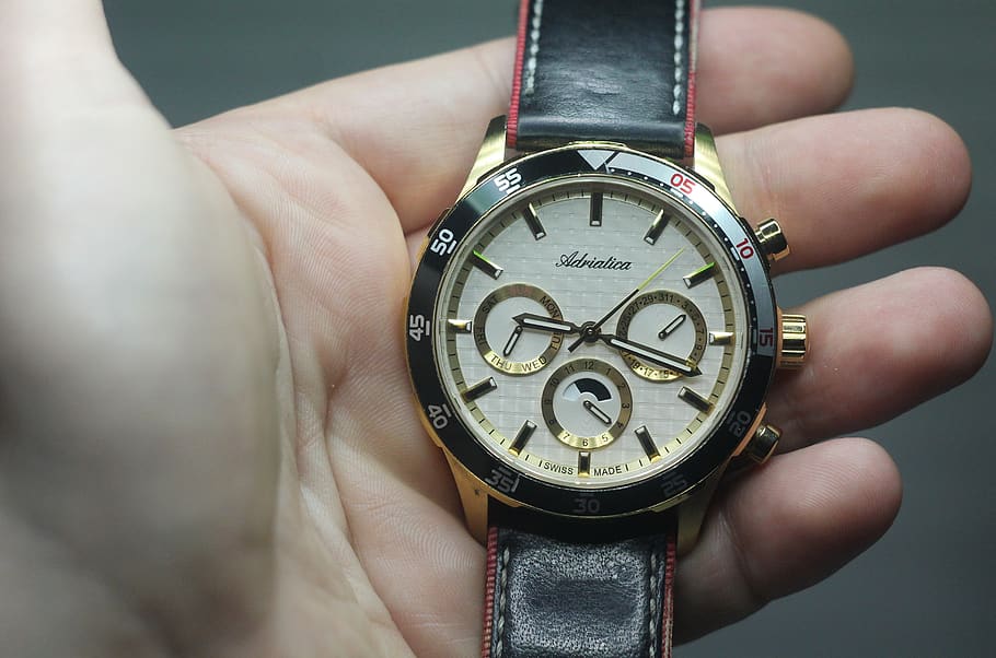 time, watch, adriatica, clock, a watch band, hand, human hand HD wallpaper