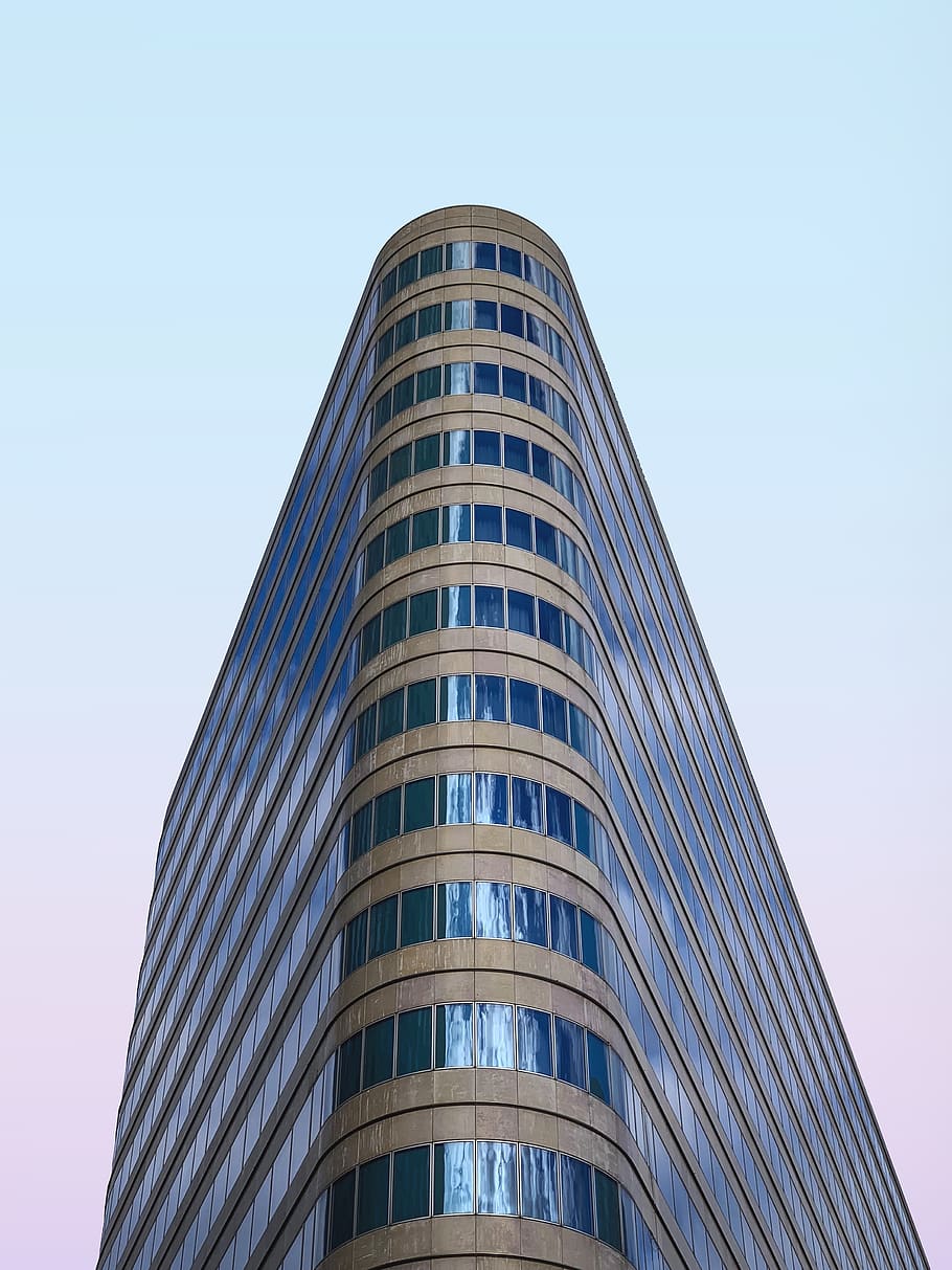 blue concrete building, office building, architecture, city, town HD wallpaper