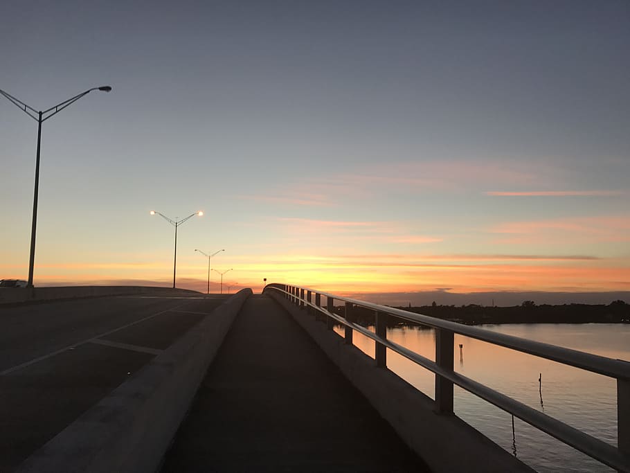 united states, stuart, sunset, sky, street light, the way forward HD wallpaper