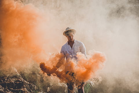 Man Playing Color Powders, casual, daylight, daytime, environment HD wallpaper
