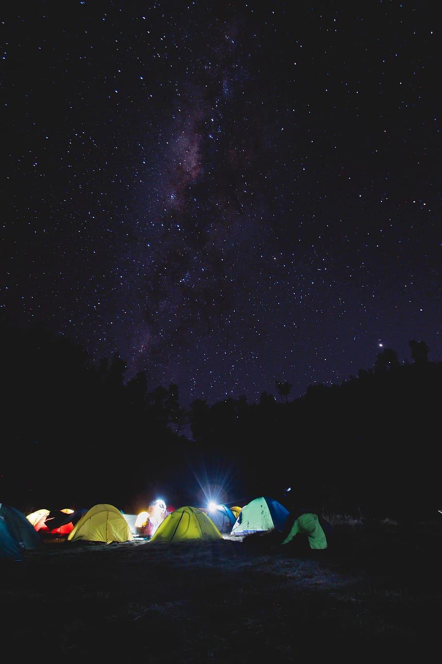 assorted-color tents, night, sky, star - space, camping, astronomy HD wallpaper