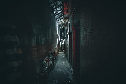 dim isle, passageway, construction, hallway, building, street HD wallpaper