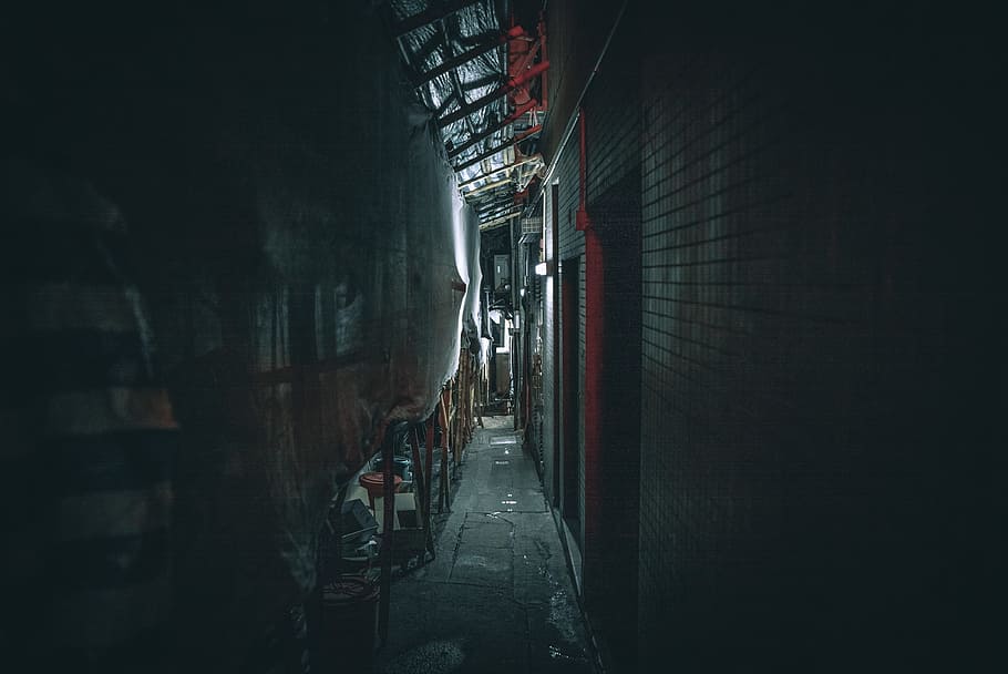 dim isle, passageway, construction, hallway, building, street