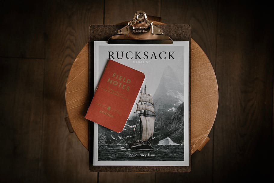 Field Notes book, magazine, notebook, stool, table, rucksack HD wallpaper