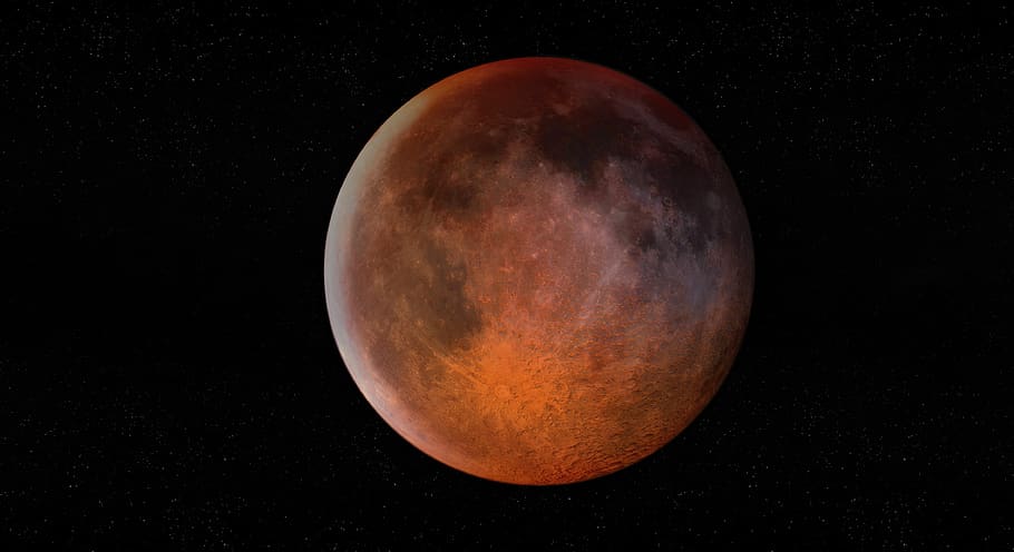 blood moon, lunar eclipse, moonlight, full moon, astronomy, HD wallpaper