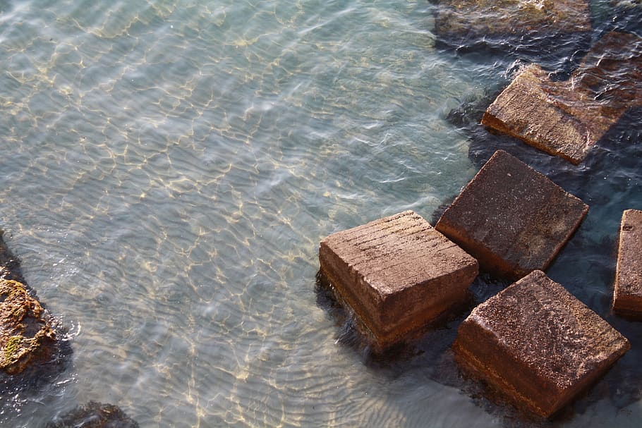 otranto, sea, stone, water, high angle view, no people, wood - material HD wallpaper