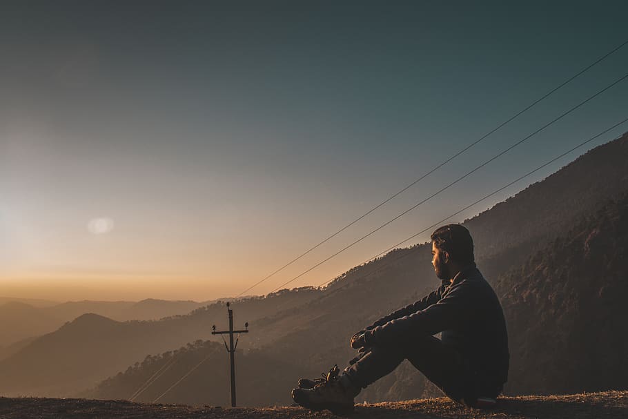 HD wallpaper: Man Sitting on Hill Facing Sunrise, Asian, background,  backlit | Wallpaper Flare