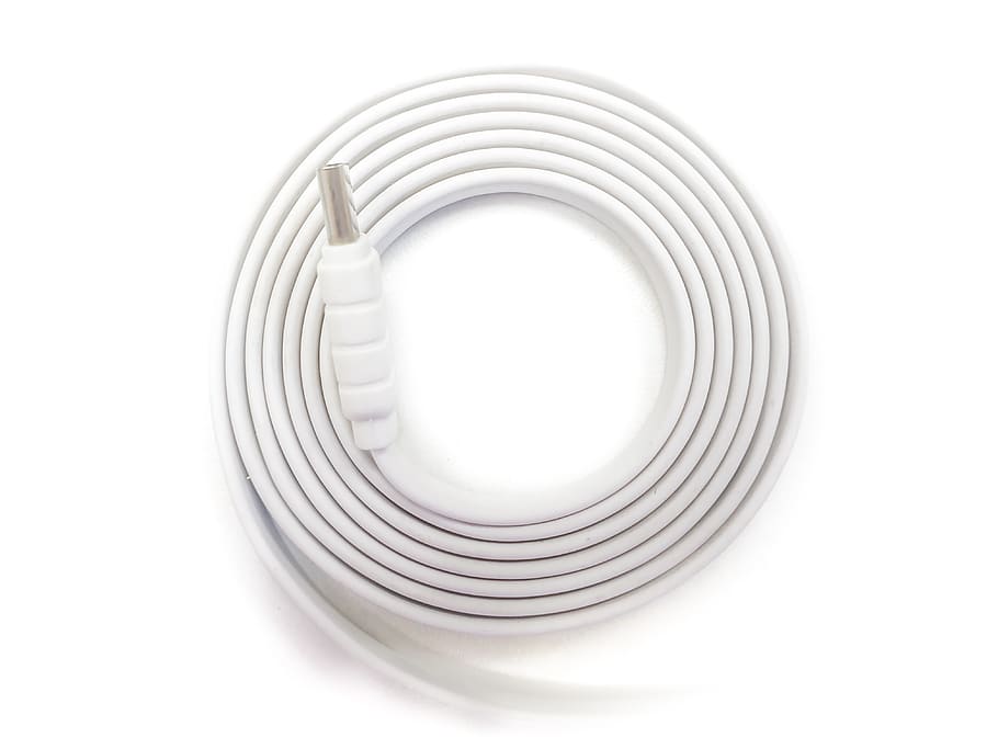 white USB cable, studio shot, white background, cut out, indoors HD wallpaper