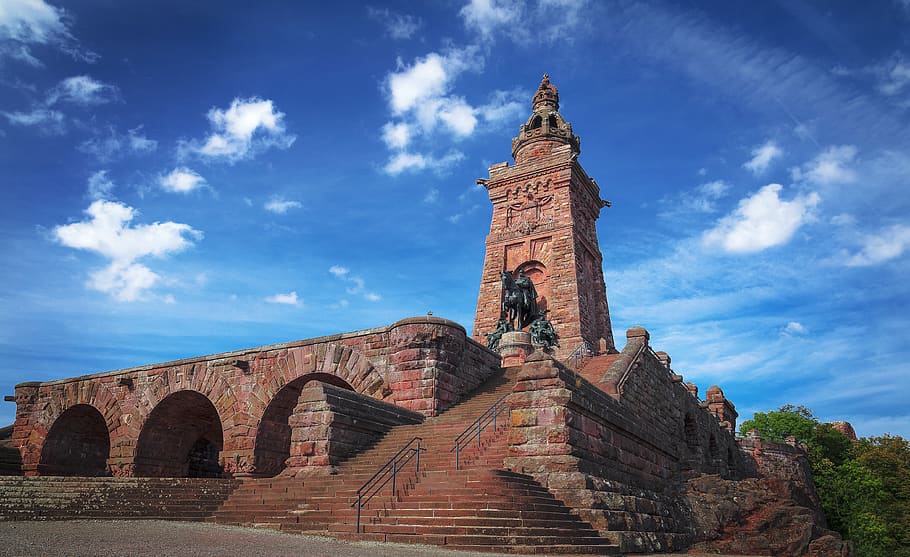 Brown Concrete Structure, ancient, architecture, blue sky, bricks HD wallpaper
