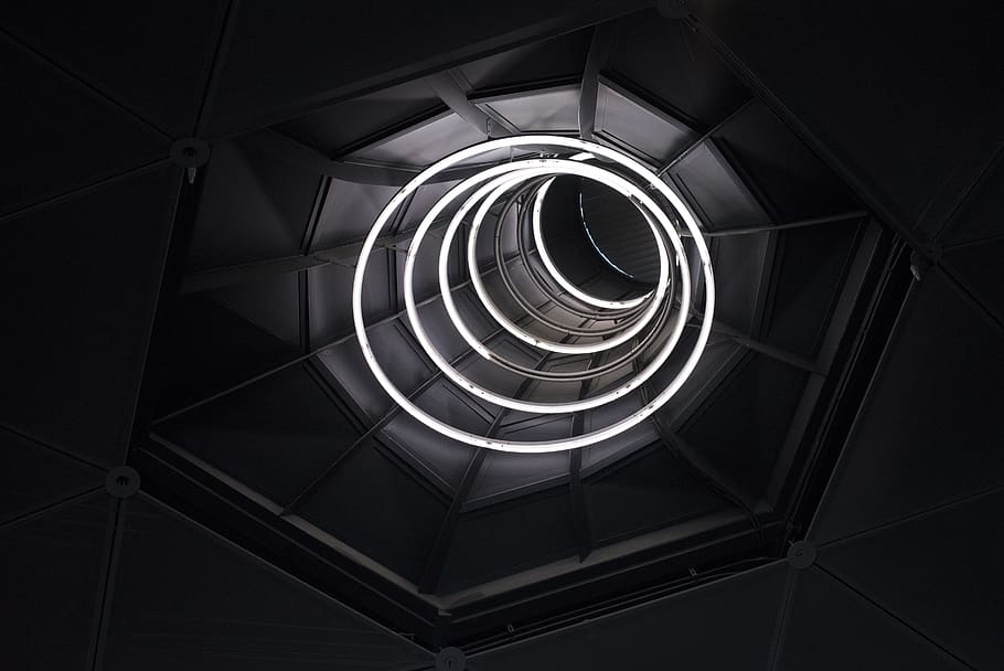 lights, museum, design, architecture, gallery, room, round HD wallpaper