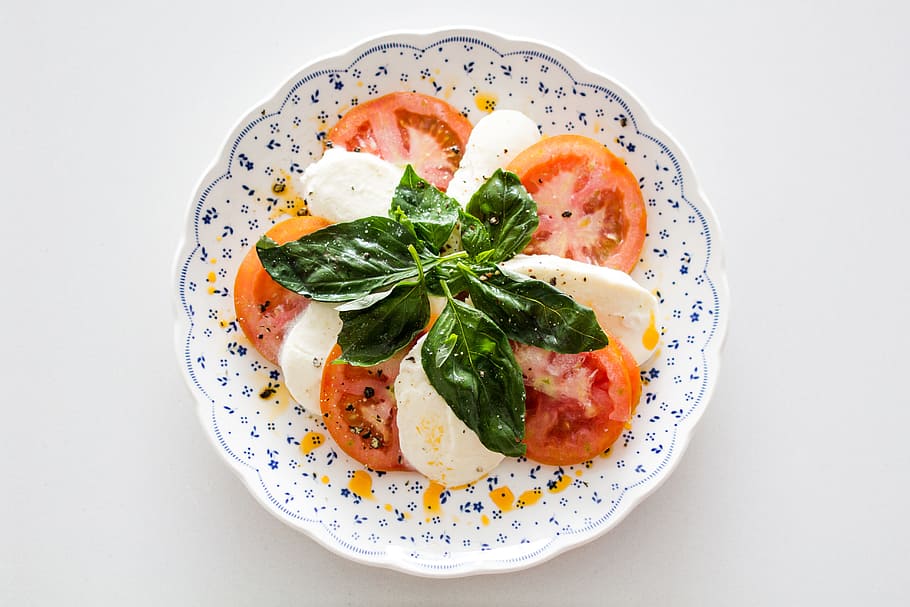 Homemade, Italian caprese, basil, cheese, dish, fresh, herbs HD wallpaper