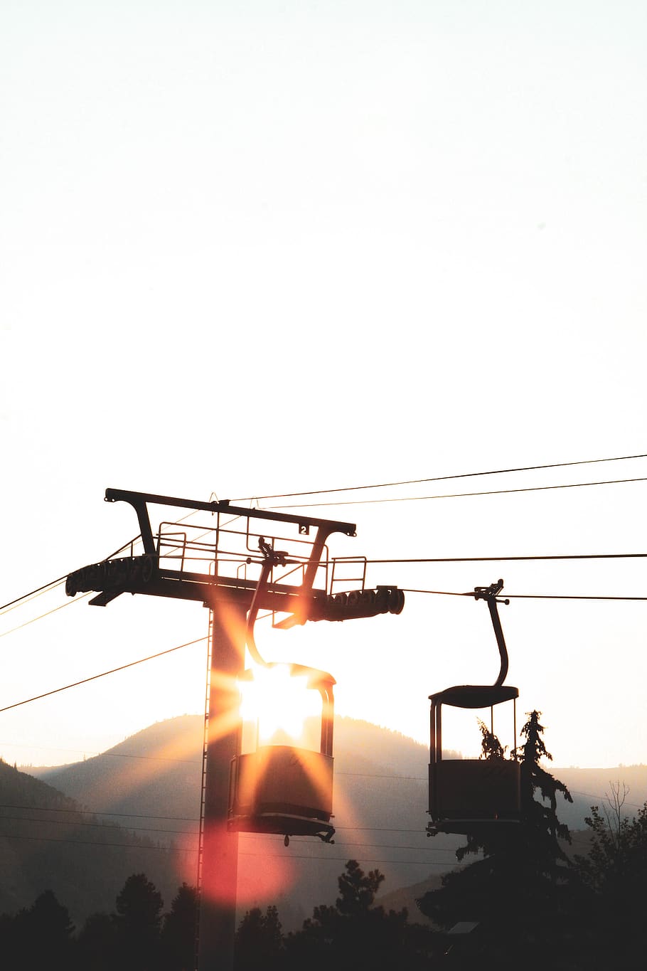 cable car during daytime, sunlight, nature, sunset, cablecar, HD wallpaper