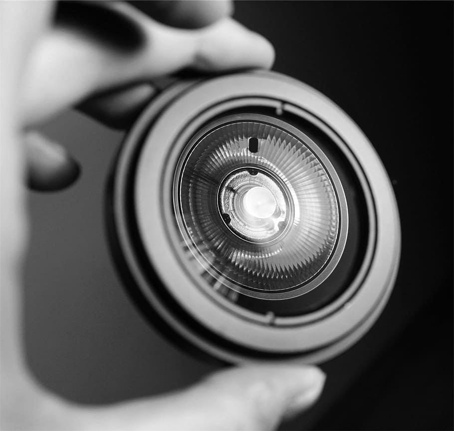 light, black and white, lens - optical instrument, technology HD wallpaper