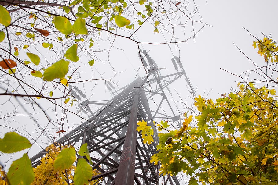 power, transmission, lines, blue, cable, city, electric, electrical, HD wallpaper