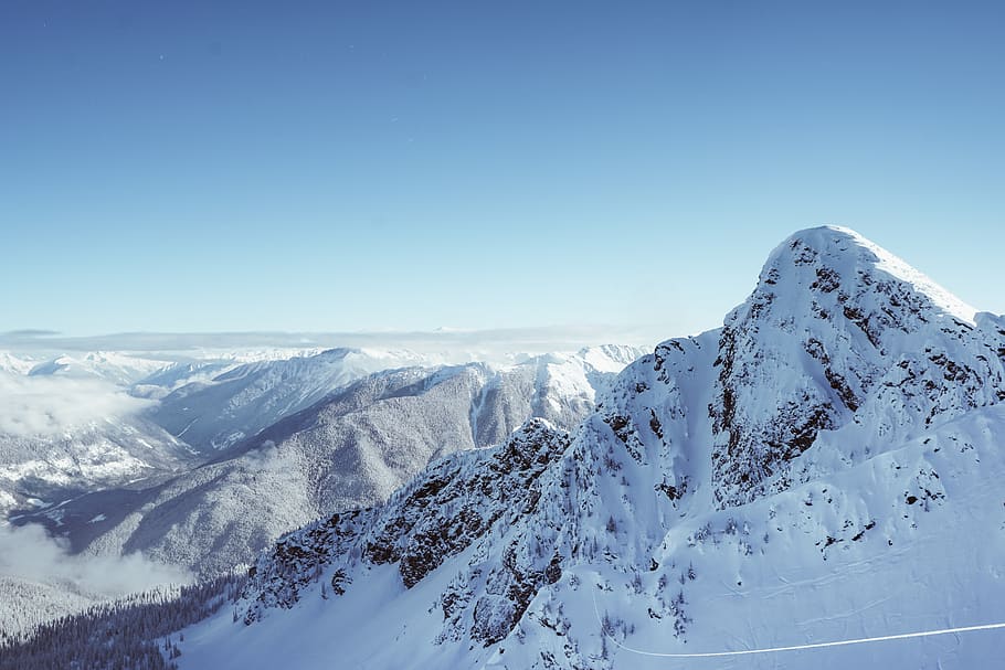 snow-covered mountain during daytime, outdoors, nature, mountain range HD wallpaper