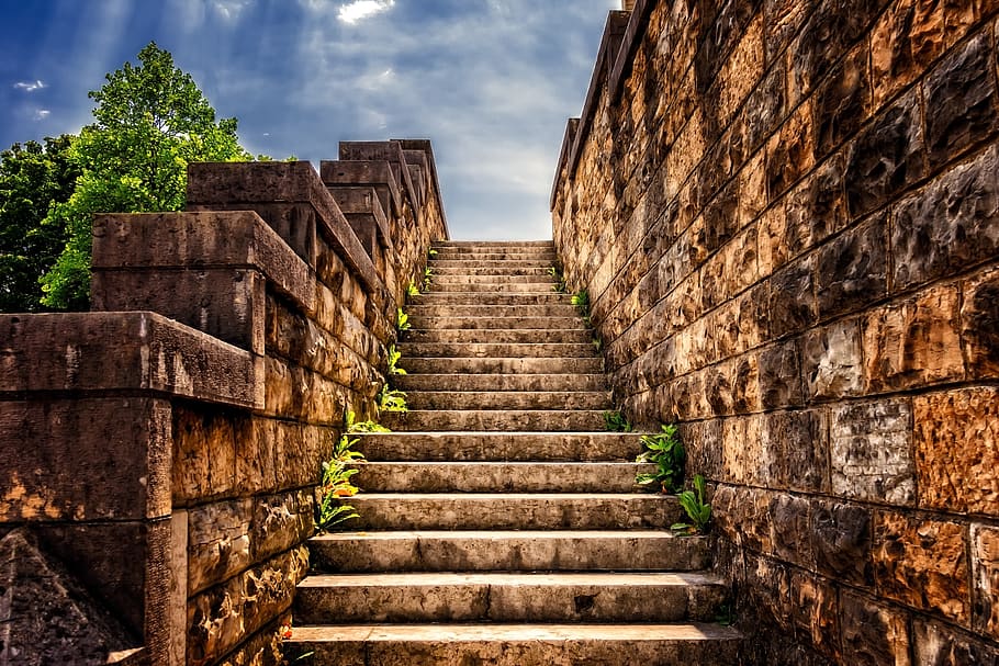 stairs, stone, gradually, stone stairway, staircase, old, emergence