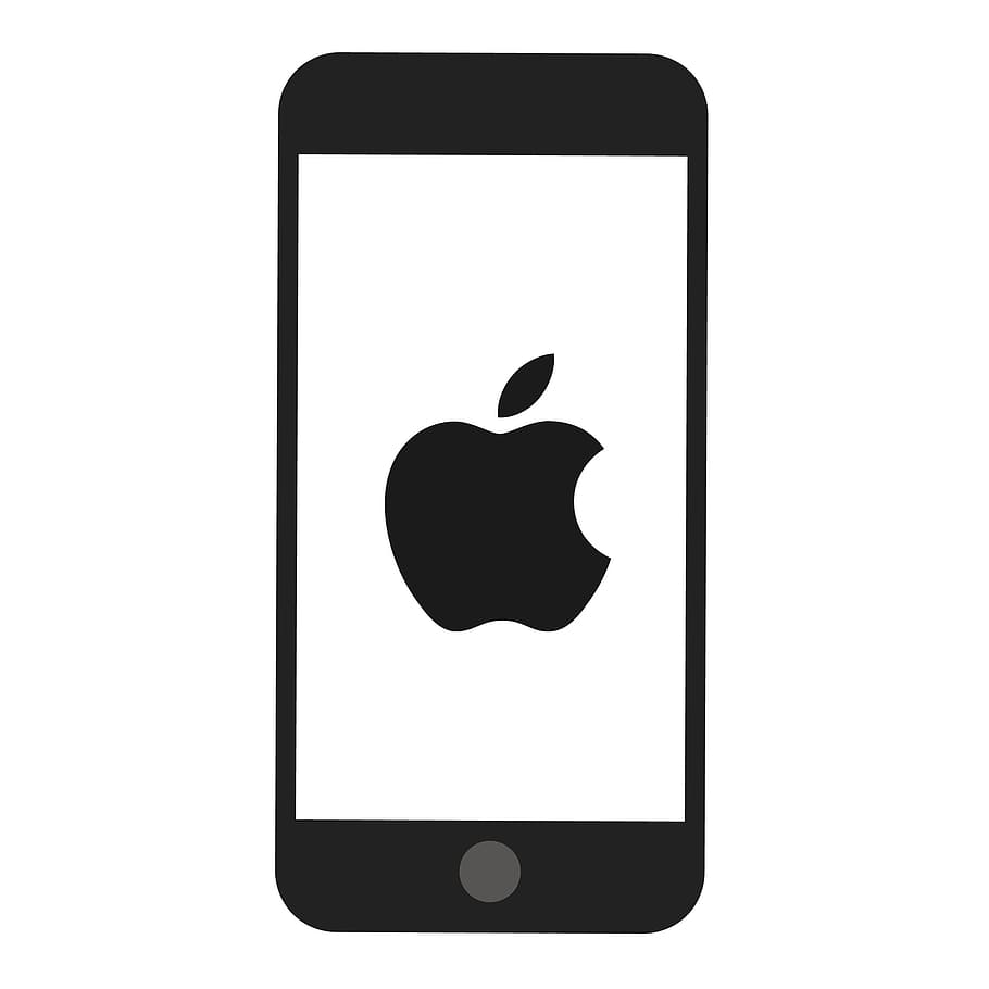 Illustration of iPhone. Black and white silhouette., mobile, mockup