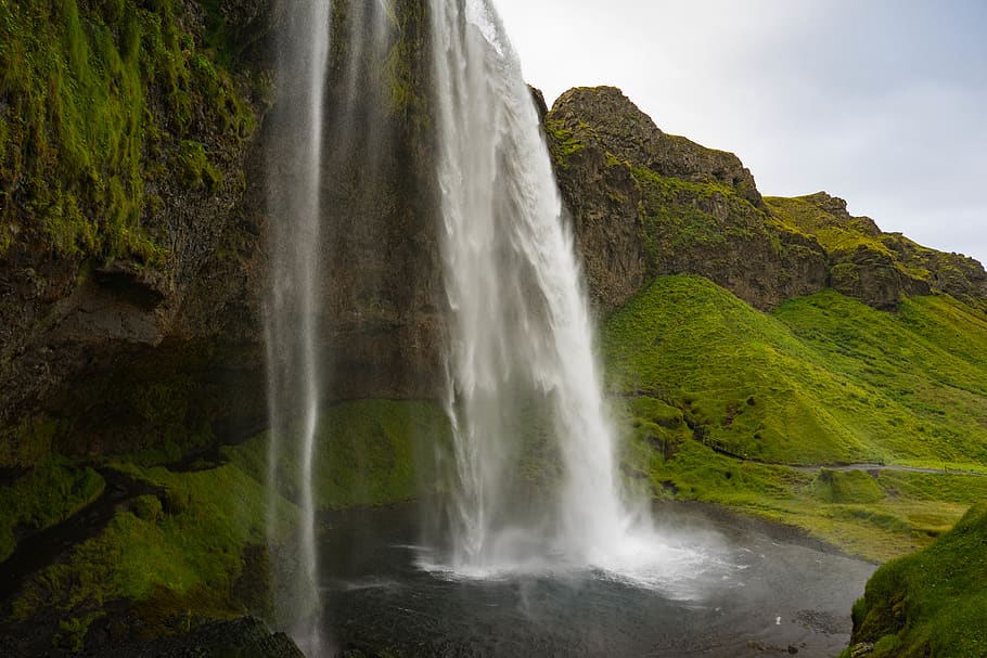 iceland, waterfall, scenics - nature, beauty in nature, rock HD wallpaper