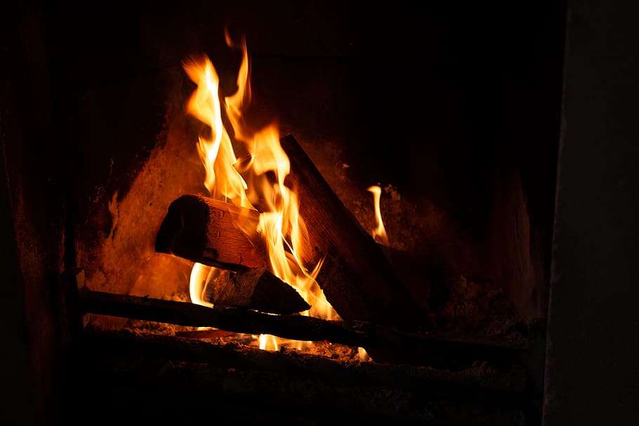 bon fire at night, flame, bonfire, indoors, fireplace, hearth HD wallpaper