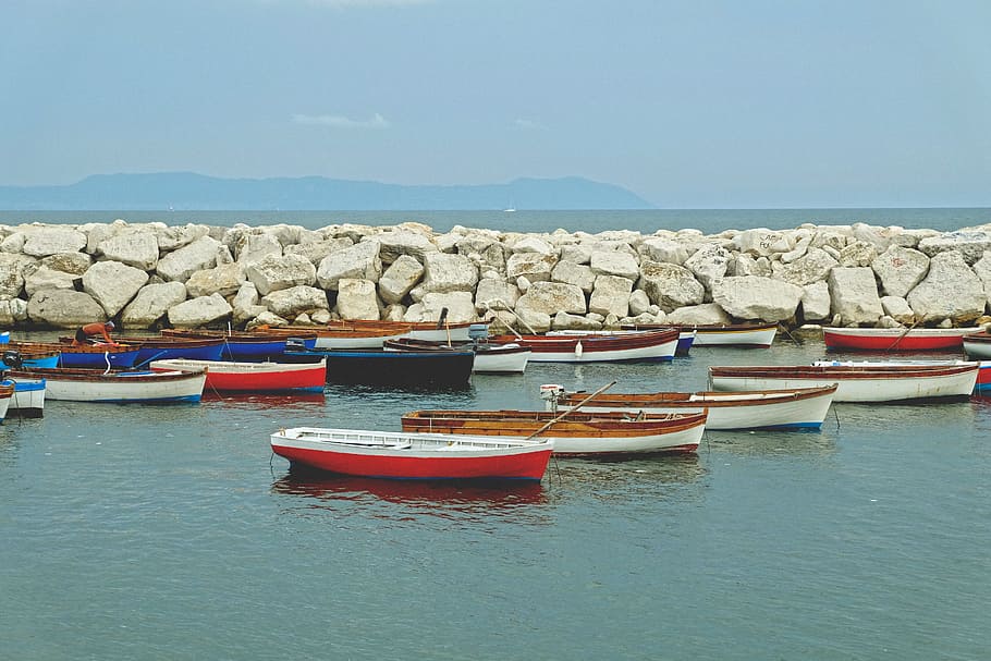 boat, ship, vacant, stand, rock, rocky, shore, water, flow HD wallpaper