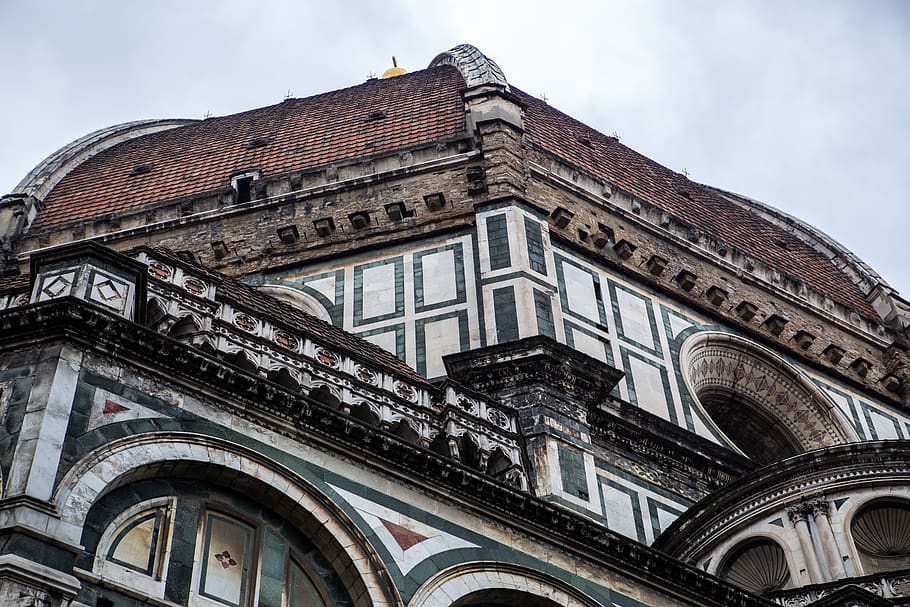 building, architecture, tower, roof, dome, spire, steeple, cattedrale di santa maria del fiore, HD wallpaper