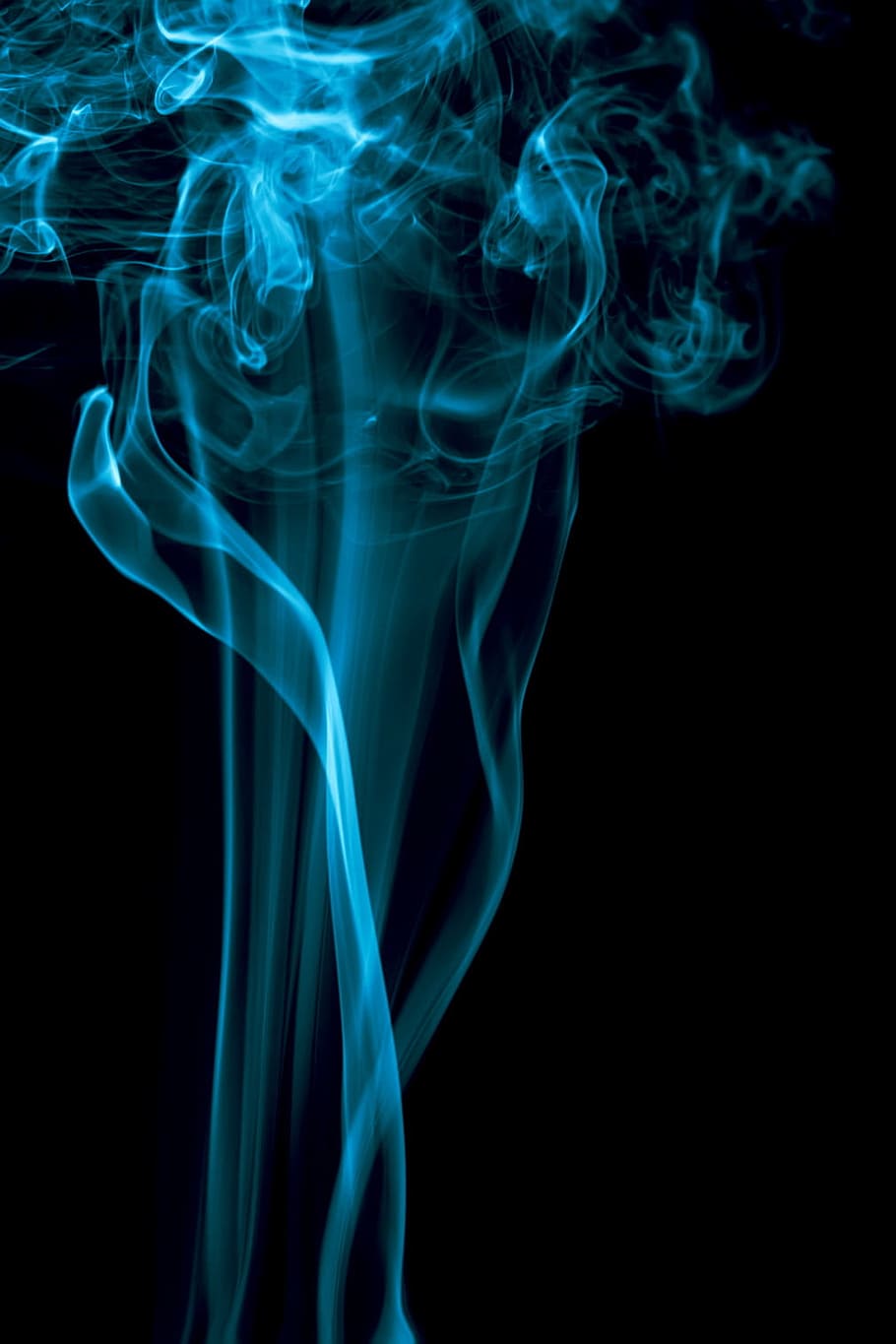 blue, background, smoke, isolated, black, smooth, shape, abstract HD wallpaper
